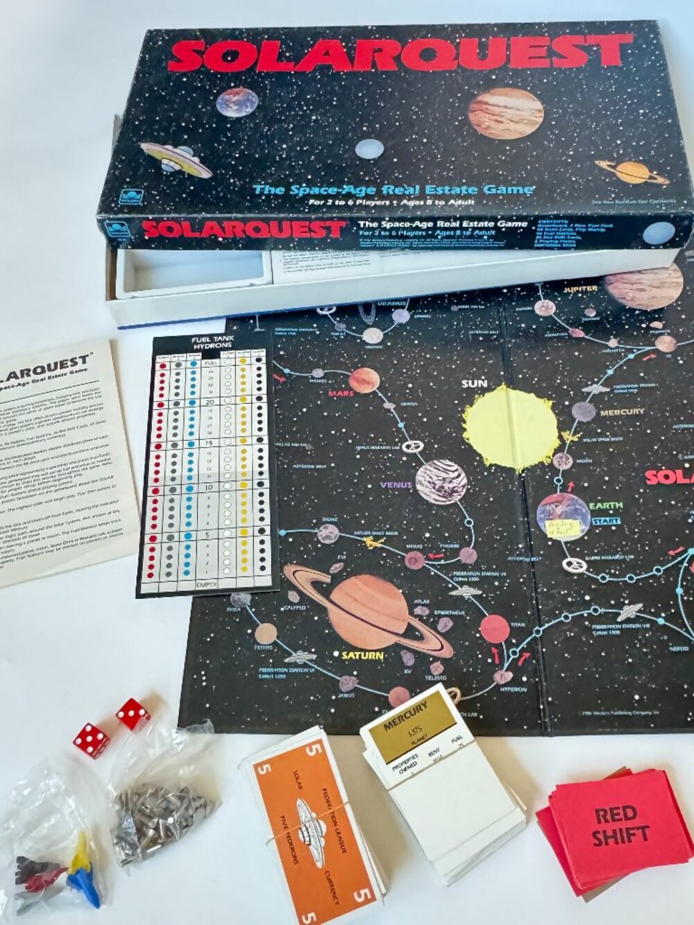 Vintage 1986 Solarquest Space Age Real Estate Board Game Complete Golden